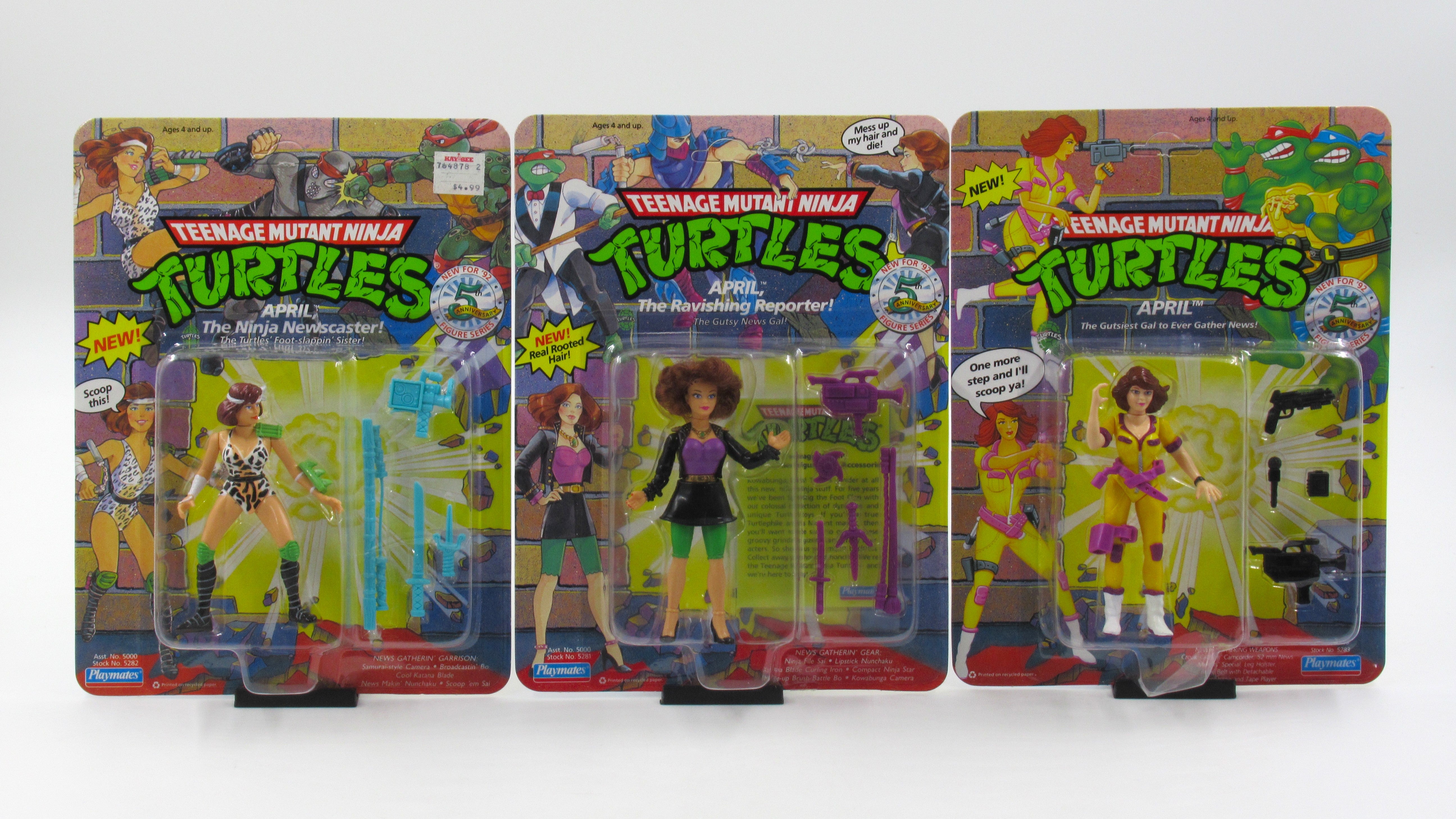 Teenage Mutant Ninja Turtles April O'Neil 5th Anniversary Set of 3 Figures TMNTs - Playmates (1992)